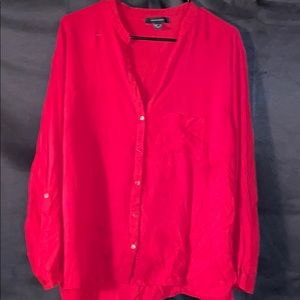 Red Button-Down Blouse